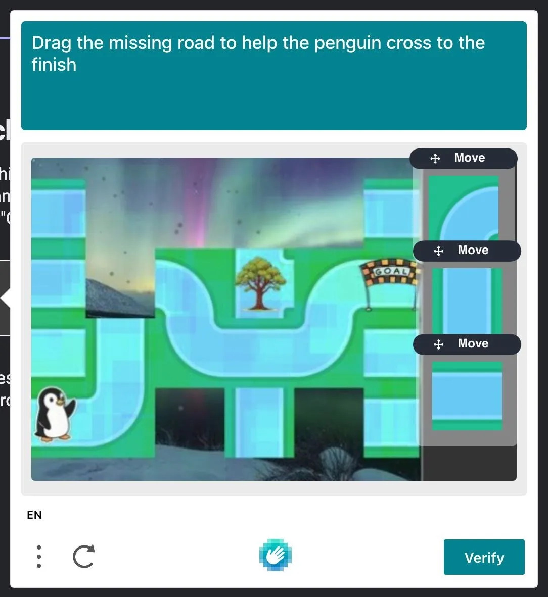 A captcha where you have to help a penguin get to its goal by completing a course